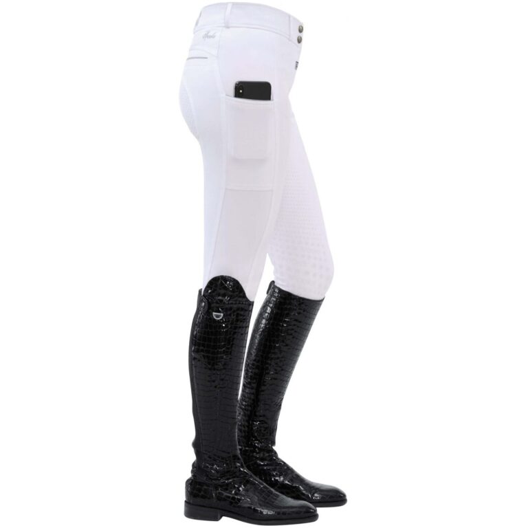 Abbie Full Grip Phone Pocket Breeches White Spooks Riding Australasia